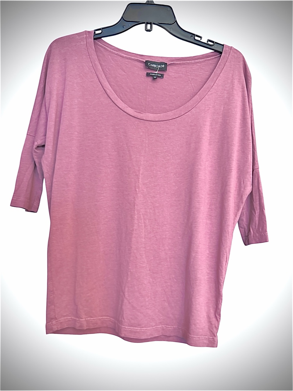 Carbon38 Dark Dusty Rose Scoop Neck Short Sleeve Top Made in USA NWOT